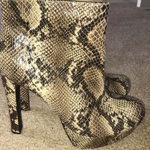 Snakeskin shoe booties